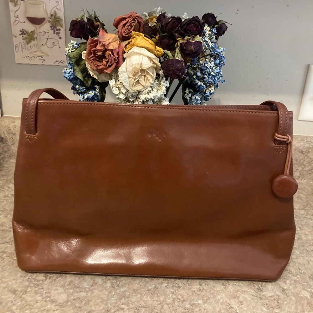 Monsac Brown Leather Shoulder Bag